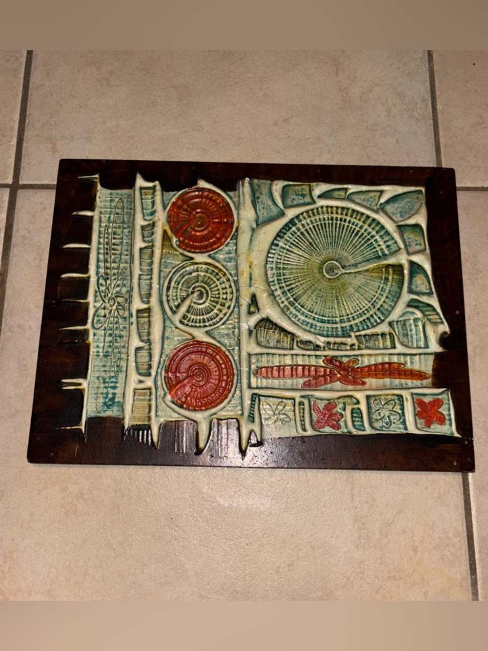 Sylvia Watmough Vintage 1971 Troika Style Bas Relief Mixed Media Art
